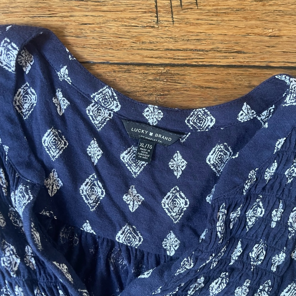 Lucky Brand Navy and White Patterned Tank Top - Picture 2 of 2